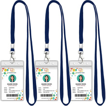 Koorito 3 Pack Clear ID Badge Holder with Lanyard Black Lanyards with Vertical Waterproof ID Badge Holder for Office, School, Travel
