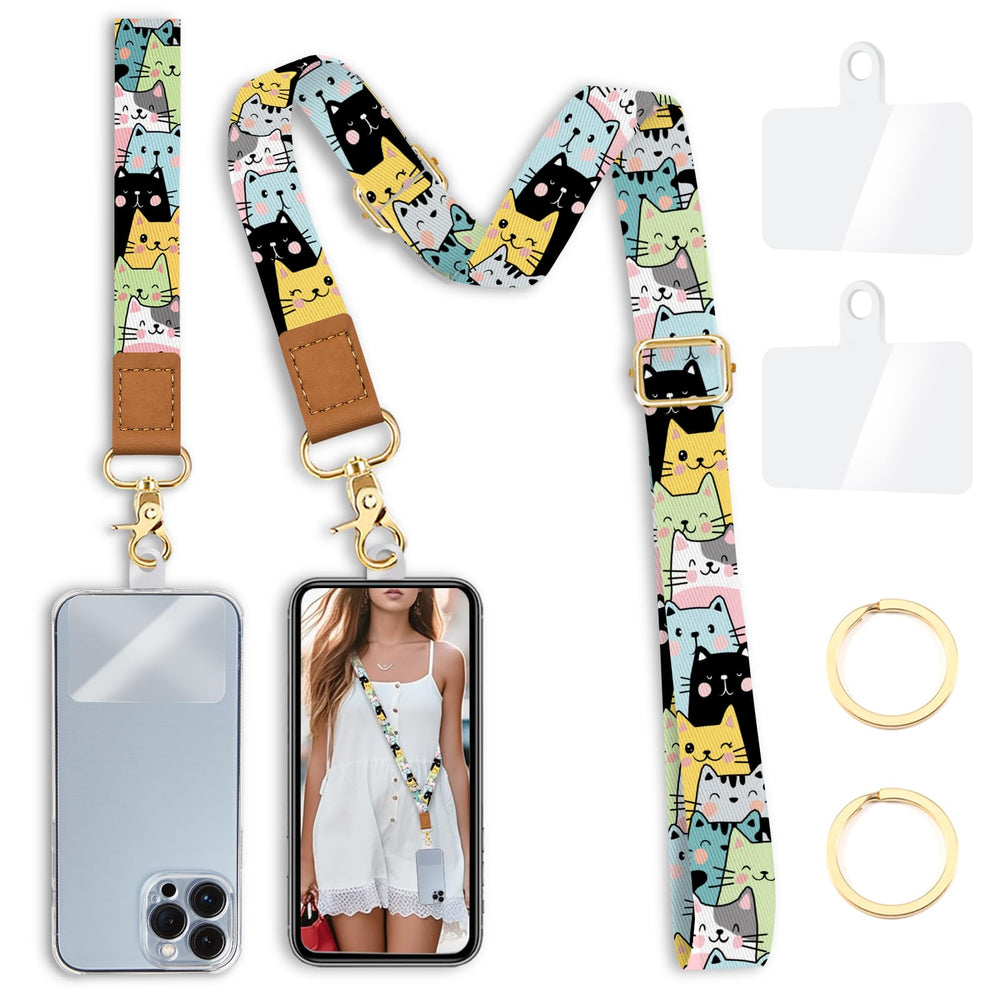 Yonlevres Flower Phone Lanyard Crossbody Strap, Floral Cell Phone Lanyards for around the Neck Wristlet Wrist Strap Adjustable for Keys Case Accessories Travel Essentials