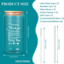 12 Set Employee Appreciation Gifts Bulk, Personalized Inspirational Thank You Gifts for Graduation Season Coworker 16 oz Can Shaped Beer Glass Cups, Gift Box & Card for Team Women Men Teacher