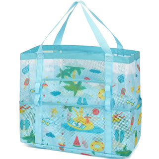 Fammart Mesh Beach Bag for Women, Large Beach Toy Pool Bag with Zipper Pocket, SandProof Cruise Essentials 2026 Family Travel