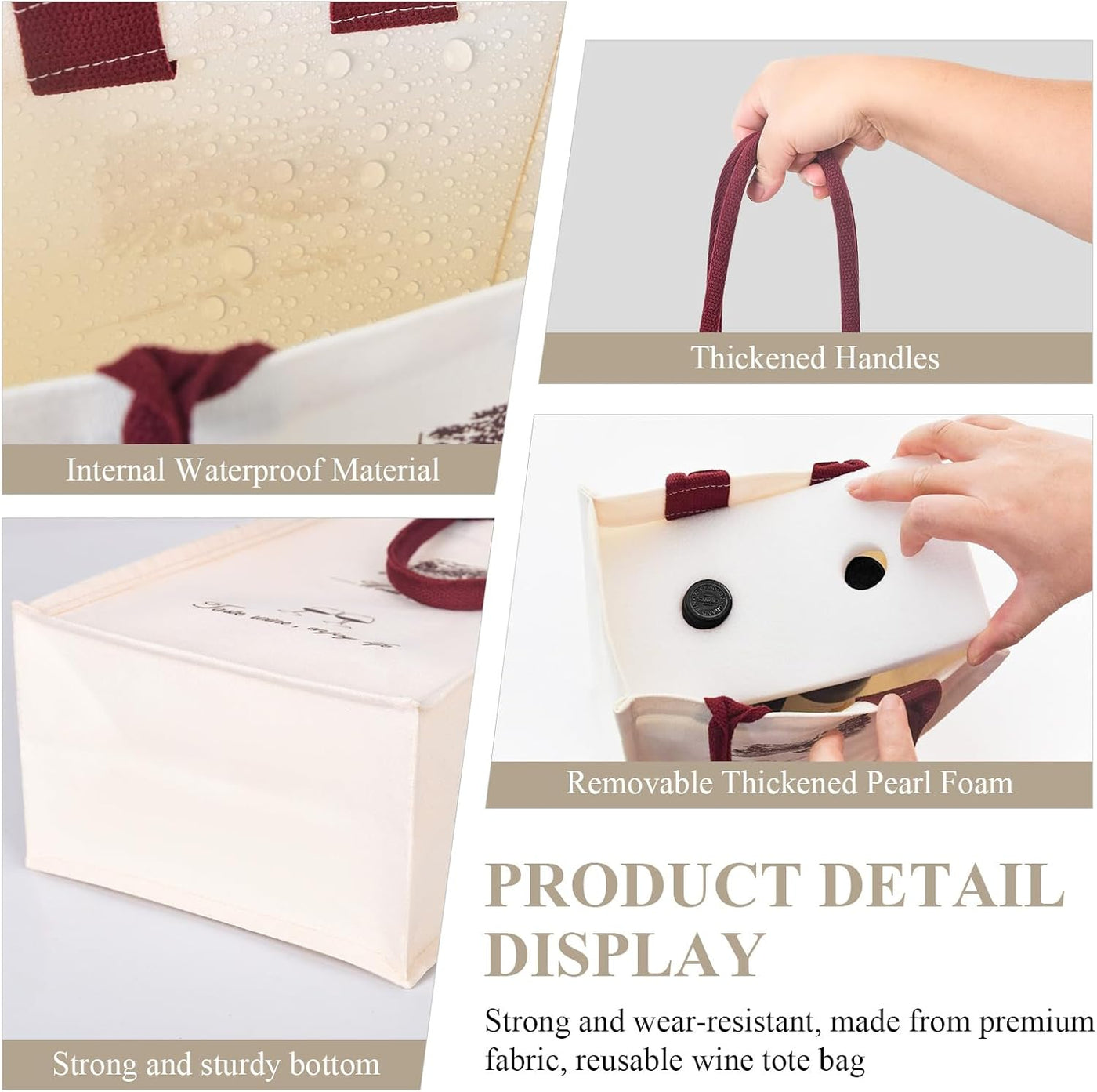 Canvas Wine Tote Bags 2 Pack, Reusable Wine Gift Bags with Sturdy Handles, Elegant Wine Bottle Holder for Gift Giving, Parties, Wedding Favors（2PCS） | Reusable