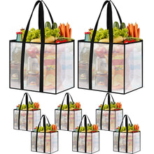 4 Pack Reusable Grocery Bags, Heavy-Duty Shopping Bags with Sturdy Handles, Water-Resistant & Foldable Organizer, Shopping Bags for Groceries, Market, Car Trunk, Multi-Purpose, 33L