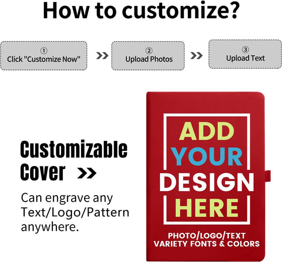 Customizable Notebook- Personalized Cover with Any Design - A6/A5 192 Lined Pages Journaling Notebooks for Work School Business Church - hover image