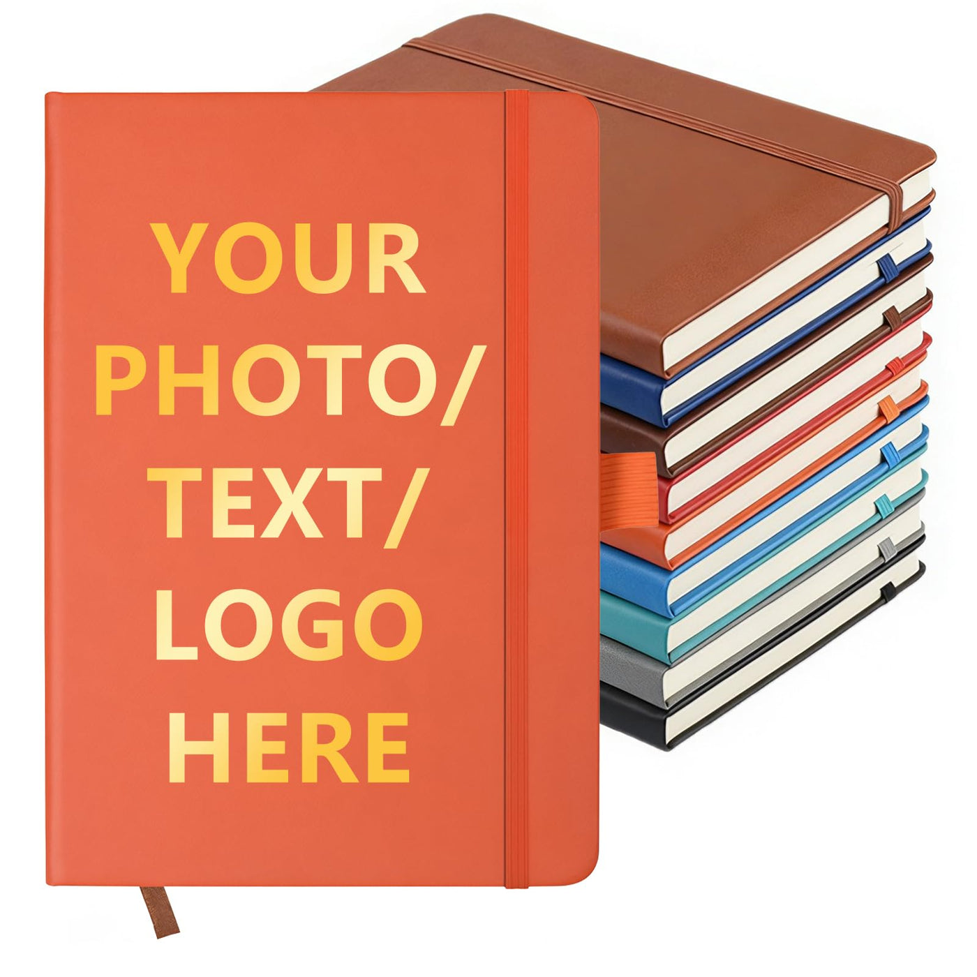 Customizable Personalized Notebook | Custom Logo, Text & Image A5 Journal Notebook | 200 Lined Pages 8.5" x 5.8" | Daily Writing Journal for Office, Students & Gift Giving, Black