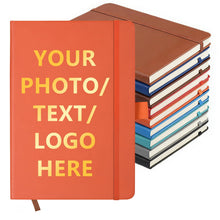 Customizable Personalized Notebook | Custom Logo, Text & Image A5 Journal Notebook | 200 Lined Pages 8.5" x 5.8" | Daily Writing Journal for Office, Students & Gift Giving, Black
