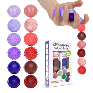 Silicone Magnetic Balls, Fidget Toys, 6-Pack Stress Relief Toys for Adults, Teens, Sensory Toy for Fingers Hands, Quiet Office Desk Toys with Textures, Magnet Fidget Fun Gift