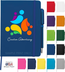 Personalized Notebook Journal – 5” x 7” Customized Notebook with Name, Text or Logo - 100 Page Custom Journal. Leatherette Hardcover & Pen - Black 1 Pack