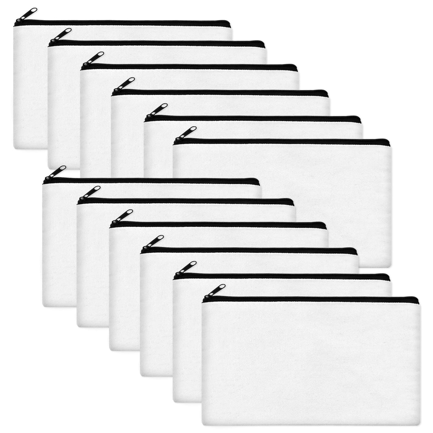 Legigo Blank Canvas Bag Zipper Pouch Makeup Bags Bulk - Multi-Purpose Canvas Pencil Pouch with Sturdy Zipper, Cosmetic Bag Travel Toiletry Bag for DIY Craft Projects, Storage (8.3 x 5 inches)