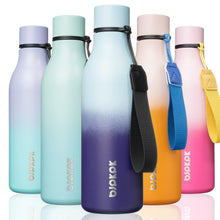 BJPKPK Insulated Water Bottles, 18 oz Stainless Steel Metal Water Bottle with Strap, BPA Free Leak Proof Jugs, Mugs, Flasks, Reusable Thermal Flasks for Sports & Travel, Orange