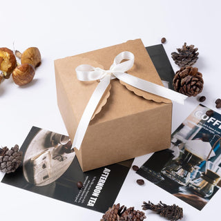 NovaPuff 10 Pack Eco-Friendly Gift Boxes,Small Brown Box with Ribbon, Foldable Paper Boxes for Weddings/Holidays/Birthdays/Business Packaging