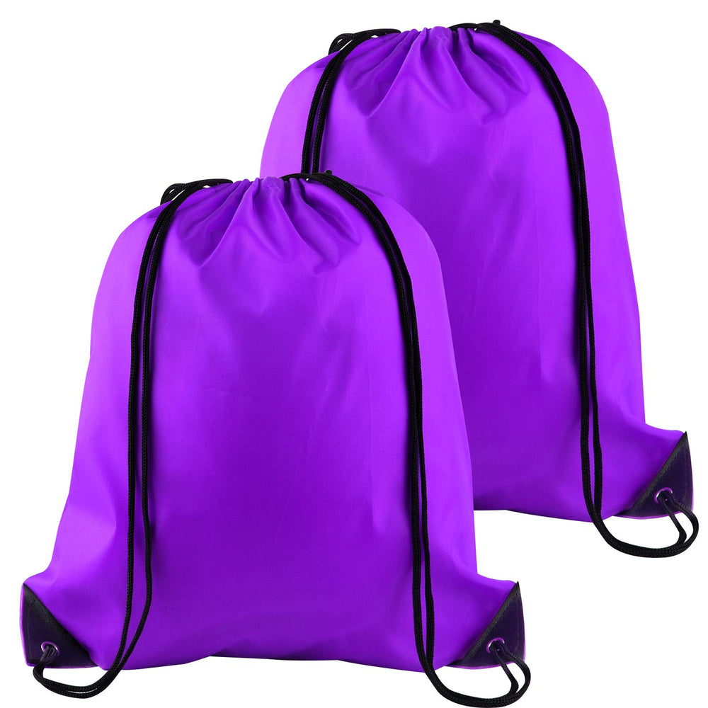 KUUQA 2 Pcs Drawstring Backpack Bags Sports Cinch Sack String Backpack Storage Bags for School Gym Traveling (Black)