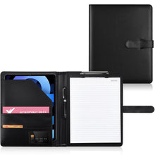 Pacific Mailer Padfolio Portfolio Leather Binder, Interview Legal Document Organizer, Business Card Holder Included Letter Sized Writing Pad [Piano Noir Faux Leather Matte Finish]