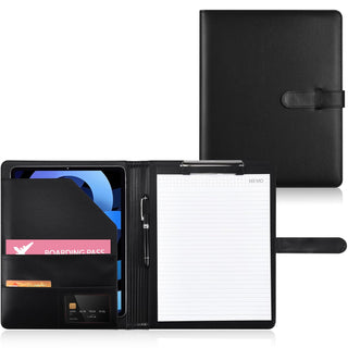 Pacific Mailer Padfolio Portfolio Leather Binder, Interview Legal Document Organizer, Business Card Holder Included Letter Sized Writing Pad [Piano Noir Faux Leather Matte Finish]