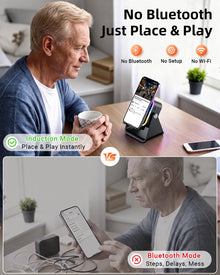 Induction Speaker 5-in-1 Bluetooth Audio for iPhone Android with Phone Stand, Adjustable Desktop Phone Holder with Charger & RGB Light, Cool Tech Gadgets Gifts for Men Women Teens