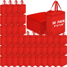 Windyun 50 Pcs Reusable Tote Bag Bulk 8 x 4 x 10 Inch Non Woven Shopping Bag with Handle Reusable Portable Grocery Gift Tote (Black)