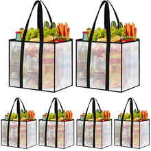 4 Pack Reusable Grocery Bags, Heavy-Duty Shopping Bags with Sturdy Handles, Water-Resistant & Foldable Organizer, Shopping Bags for Groceries, Market, Car Trunk, Multi-Purpose, 33L