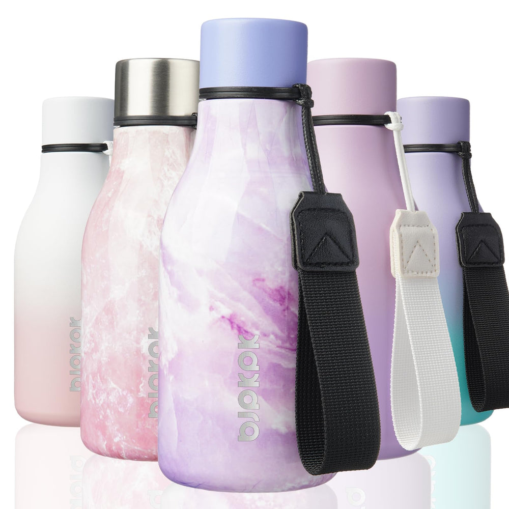 BJPKPK Insulated Water Bottles, 18 oz Stainless Steel Metal Water Bottle with Strap, BPA Free Leak Proof Jugs, Mugs, Flasks, Reusable Thermal Flasks for Sports & Travel, Orange