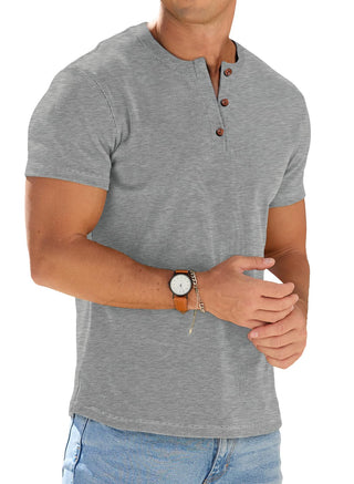 Sailwind Mens Muscle Henley Shirts Lightweight Workout T-Shirt Gym Tee Athletic Short Sleeve with Button