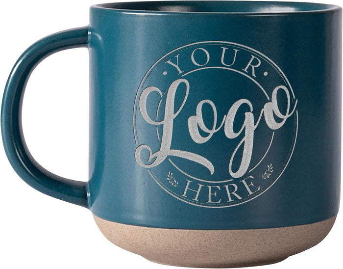 Custom Logo Pottery Mug - Personalized Business or Company Branding Coffee Cup - Professional Design Office Gift for Teams