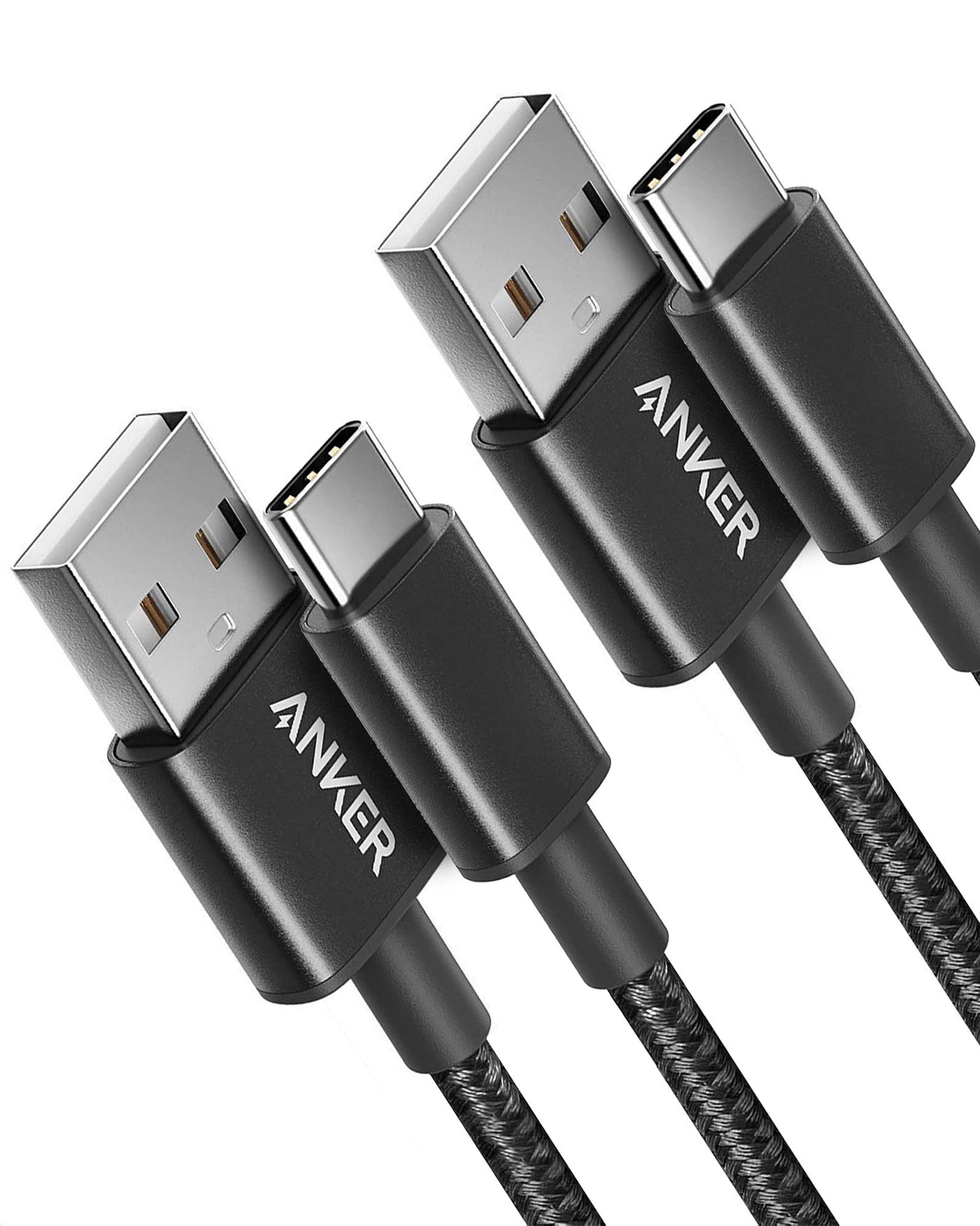Anker Cable [2 Pack 6ft], USB A to USB C Cable for iPhone 17 Series,Samsung Galaxy S10 S10+, LG V30, Beats Fit Pro and More (Black).