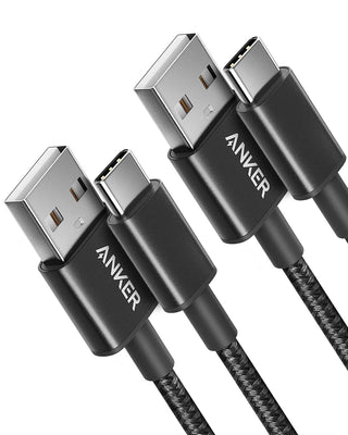 Anker Cable [2 Pack 6ft], USB A to USB C Cable for iPhone 17 Series,Samsung Galaxy S10 S10+, LG V30, Beats Fit Pro and More (Black).