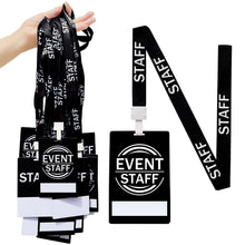 25 PVC Event Staff Lanyards,Staff Pass,PVC Cards Black Lanyard and writable Staff Cards with Club Event,Party Event,Organizer Conference,Concert,Office Supplies