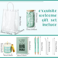 Thenshop 6 Pcs Welcome to the Team Gifts Bulk for New Employee Inspirational Glass Tumbler Notebook Pens Scented Candle with PVC Bag Employee Appreciation Gift Set for New Coworker Office (Sage Green)