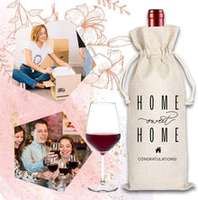 House Warming Gifts New Home Gifts,House Homeowner Gift,Realtor Gift to Clients,Sweet Home Congrats,Housewarming Party Decorations,Wine Gift Bags for Women Men Friends Homeowner (Beige-Home)