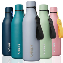 BJPKPK Insulated Water Bottles, 18 oz Stainless Steel Metal Water Bottle with Strap, BPA Free Leak Proof Jugs, Mugs, Flasks, Reusable Thermal Flasks for Sports & Travel, Orange