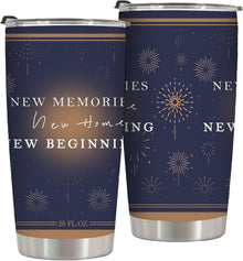 New Home New Beginning Memories,Home Housewarming Gift Ideals for Women Couples Newlyweds Friend,20 Oz Insulated Stainless Steel Iced Coffee Tumbler,Funny Travel Coffee Mug Cup Water Bottle,1 Pcs