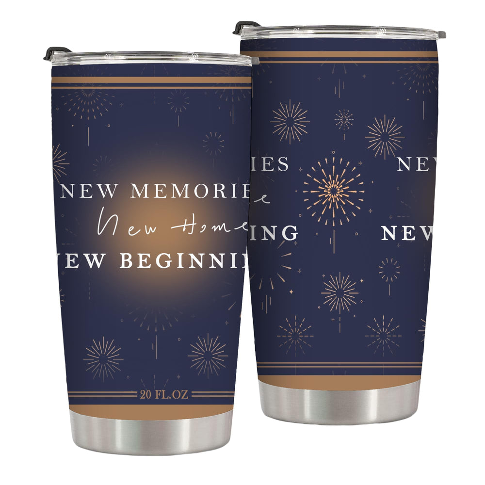New Home New Beginning Memories,Home Housewarming Gift Ideals for Women Couples Newlyweds Friend,20 Oz Insulated Stainless Steel Iced Coffee Tumbler,Funny Travel Coffee Mug Cup Water Bottle,1 Pcs