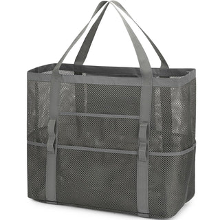 Fammart Mesh Beach Bag for Women, Large Beach Toy Pool Bag with Zipper Pocket, SandProof Cruise Essentials 2026 Family Travel