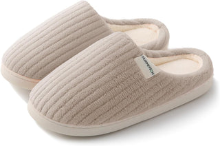 HUXMEYSON Slippers for Women, Warm Memory Foam Comfy House Slippers with Anti-Skid Rubber Sole for Indoor and Outdoor