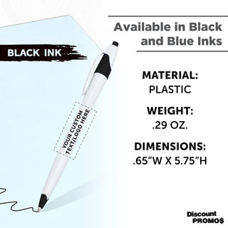 DISCOUNT PROMOS Personalized Ballpoint Pens Bulk Pack of 4-5,000 counts Black Ink, Slim & Curvy Design, Retractable, Ideal for Office, Corporate Merchandise, Tradeshows- Black