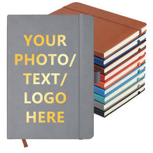 Customizable Personalized Notebook | Custom Logo, Text & Image A5 Journal Notebook | 200 Lined Pages 8.5" x 5.8" | Daily Writing Journal for Office, Students & Gift Giving, Black
