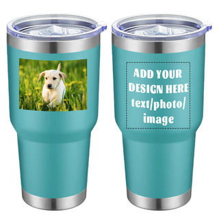 MEWAY Personalized Custom 12oz Wine Tumbler with Lid, Insulated Double Wall Vacuum Travel Tumbler Gifts with Text Photo Logo (Blue, 1pack)