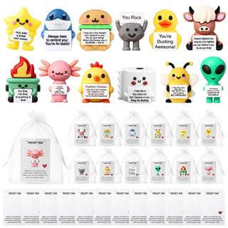 Gejoy 12 Pcs Pocket Hug Gift Set Tiny Rubber Figurines with Inspirational Message Organza Bags Glue Points Motivational Positive Gifts for Graduation Family Friends Colleagues Teachers(Stylish)