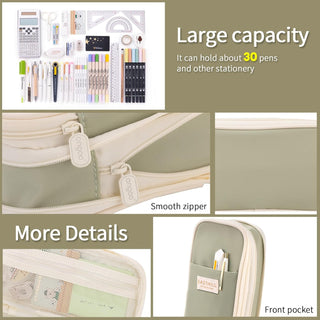 EASTHILL Big Capacity Pencil Case Large Pencil Pouch Stationery Pen Bag for Teen Girls-Green