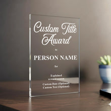 EGD Personalized Acrylic Trophy Award for Activities I Custom Trophy Plaque I Customizable Awards and Trophies I Customize Your Employee Appreciation Gifts (Award No Logo)