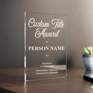 EGD Personalized Acrylic Trophy Award for Activities I Custom Trophy Plaque I Customizable Awards and Trophies I Customize Your Employee Appreciation Gifts (Award No Logo)