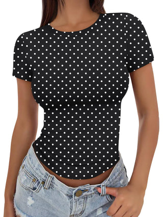 Trendy Queen Womens Basic T Shirts - Stretchy Soft Slim Fit Short Sleeve Y2k Cute Summer Crop Workout Tops