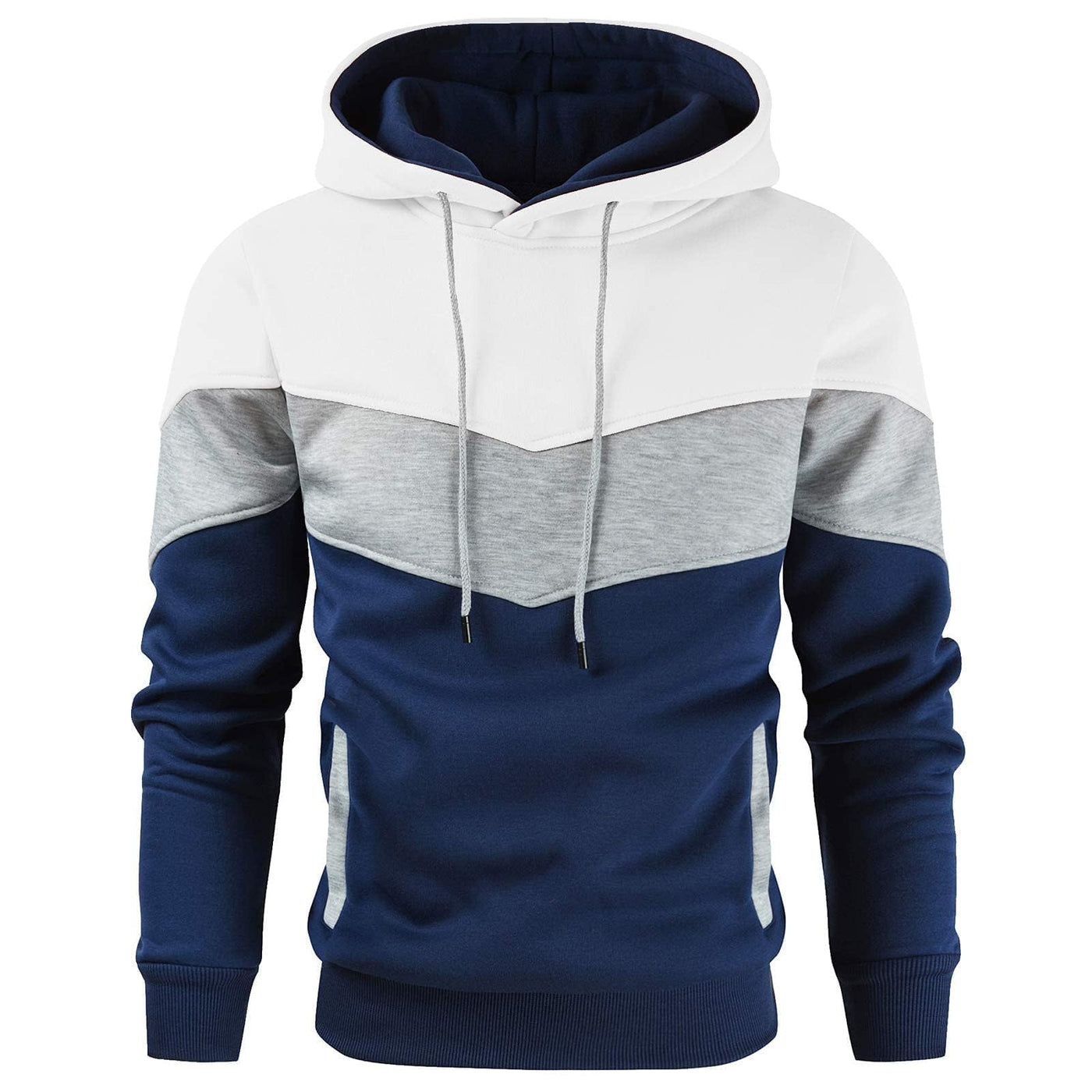 Gesean Men's Novelty Color Block Pullover Fleece Hoodie Long Sleeve Casual Sweatshirt with Pocket