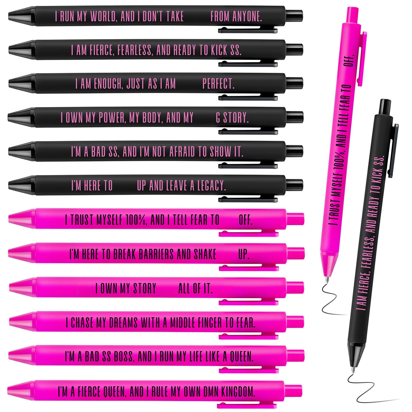 Funrous 48 Pcs Positive Affirmation Pens Bulk Retractable Motivational Ballpoint Pens Inspirational Gift for Staff Teacher Coworker Student Employee Appreciation School Office Home(Color 1)