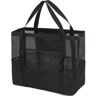 Fammart Mesh Beach Bag for Women, Large Beach Toy Pool Bag with Zipper Pocket, SandProof Cruise Essentials 2026 Family Travel