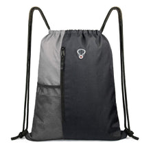 BeeGreen Black Drawstring Backpack Gym Bag For Men Women String Sports Backpack With Water Bottle Mesh Pockets And 2 Zippered Pocket Large Cinch Sackpack Workout Bag 16" x 20"