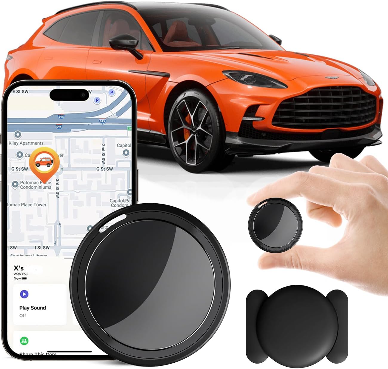 Mini GPS Tracker for Vehicles, Tracking Device for Vehicles No Subscription(iOS ONLY), Real Time Portable Real Time Magnetic GPS Tracking Device Hidden No Monthly Fee for Car, Truck, Motorcycle ﻿ ﻿