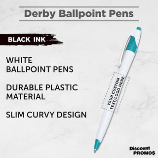 DISCOUNT PROMOS Personalized Ballpoint Pens Bulk Pack of 4-5,000 counts Black Ink, Slim & Curvy Design, Retractable, Ideal for Office, Corporate Merchandise, Tradeshows- Teal