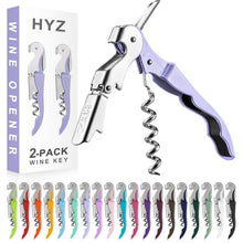 HYZ 2-Pack Wine Opener Waiter Corkscrew, Professional Wine Key for Servers, Bartender with Foil Cutter, Manual Wine Bottle Opener Double Hinged (Pink)