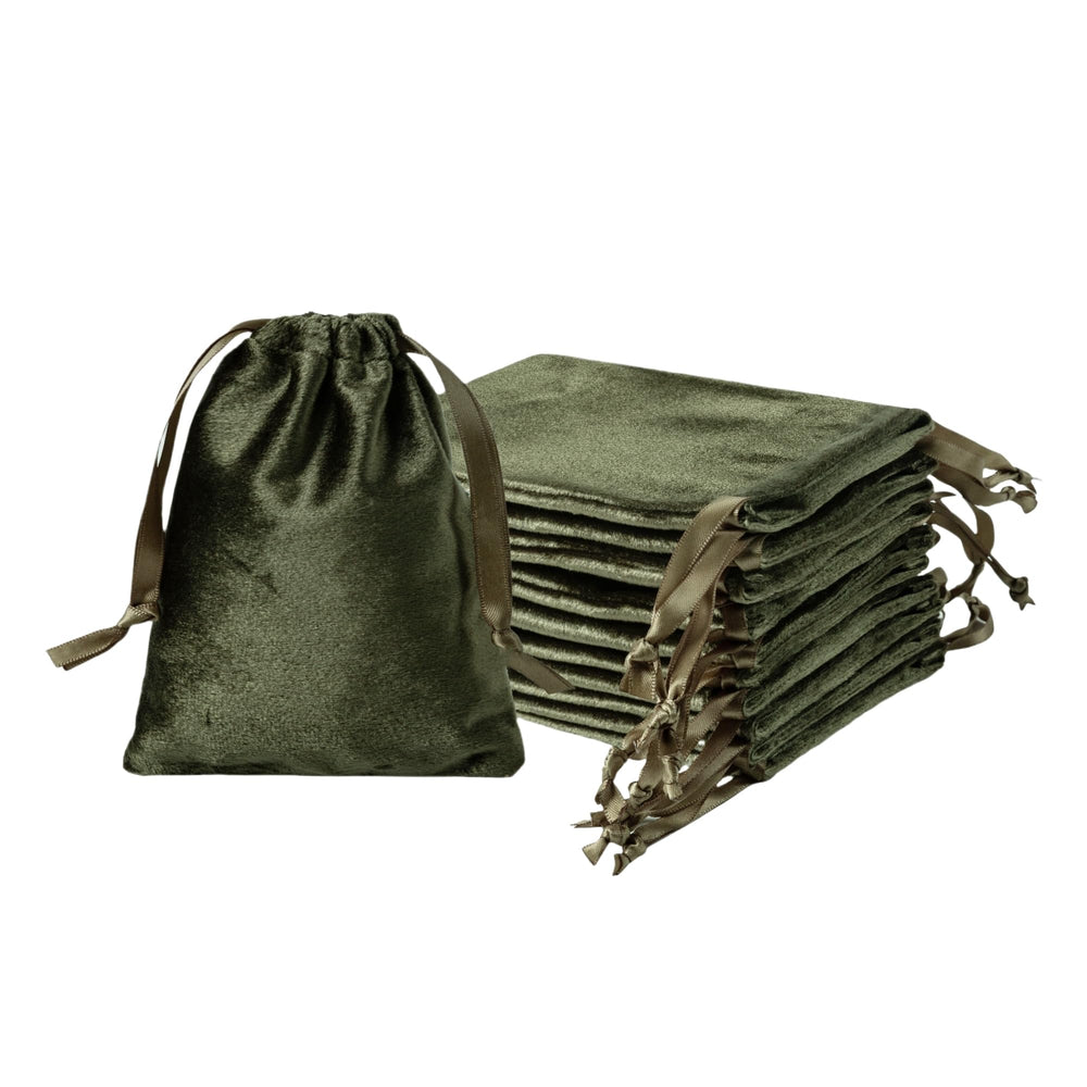 QIANF 12pcs Light Champagne Velvet Drawstring Bags 4x6 inches Glossy Small Velvet Cloth Gift Bags Jewelry Pouches for Storage Wedding Party Favor Christmas