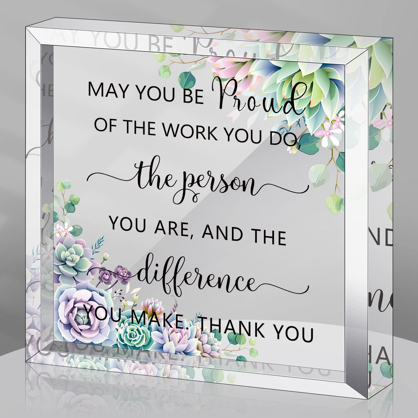 Yookeer Thank You Appreciation Gifts for Coworkers Retirement Gift for Employees Women Men May You Be Proud of The Work Acrylic Plaque Decor for Nurse Friend Boss(Stylish Style)